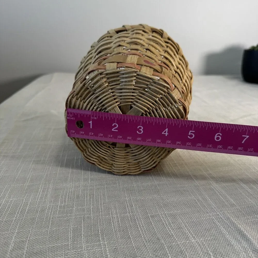 Vintage Country Farmhouse Hand Painted Apple Woven Basket 1990 90s Cottagecore